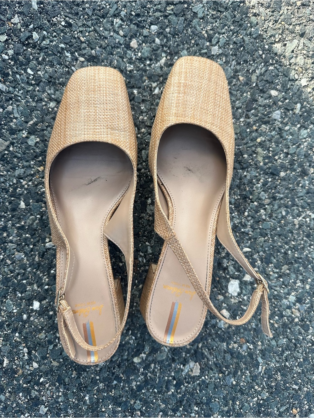 Sam Edelman Tan Textured Slingback Low Block Heel Pumps - Picture 3 of 5